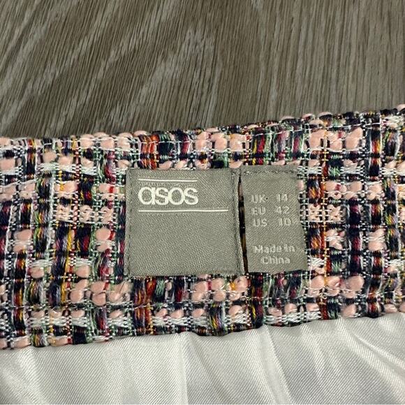 Asos Design Boucle Tweed Front Zip Mini Skirt with Pockets Size 10 - Picture 5 of 8